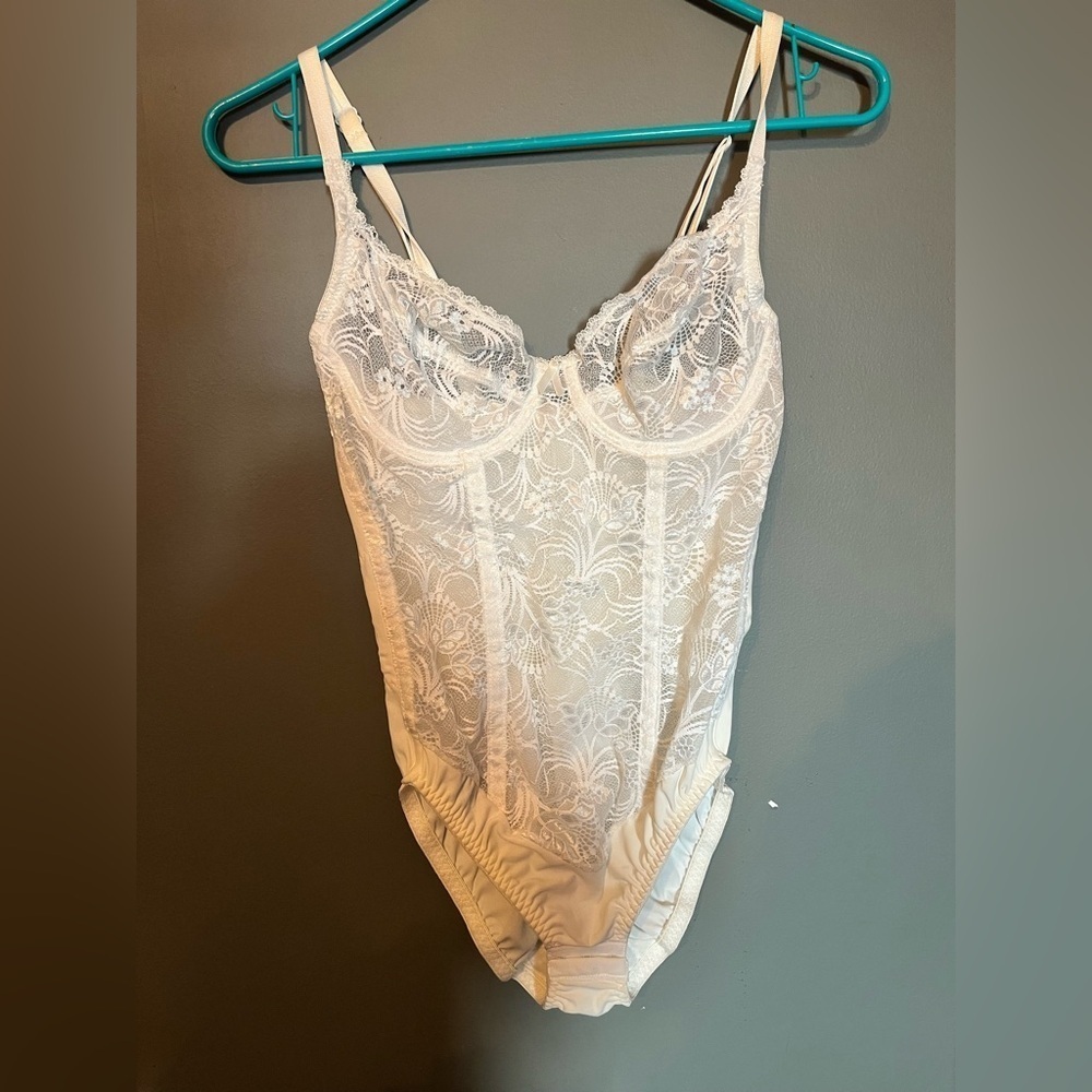 Waist Elimantor By Smoothie 34 C White Bodysuit Vintage